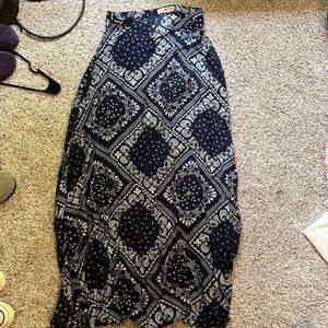 navy blue slit maxi skirt